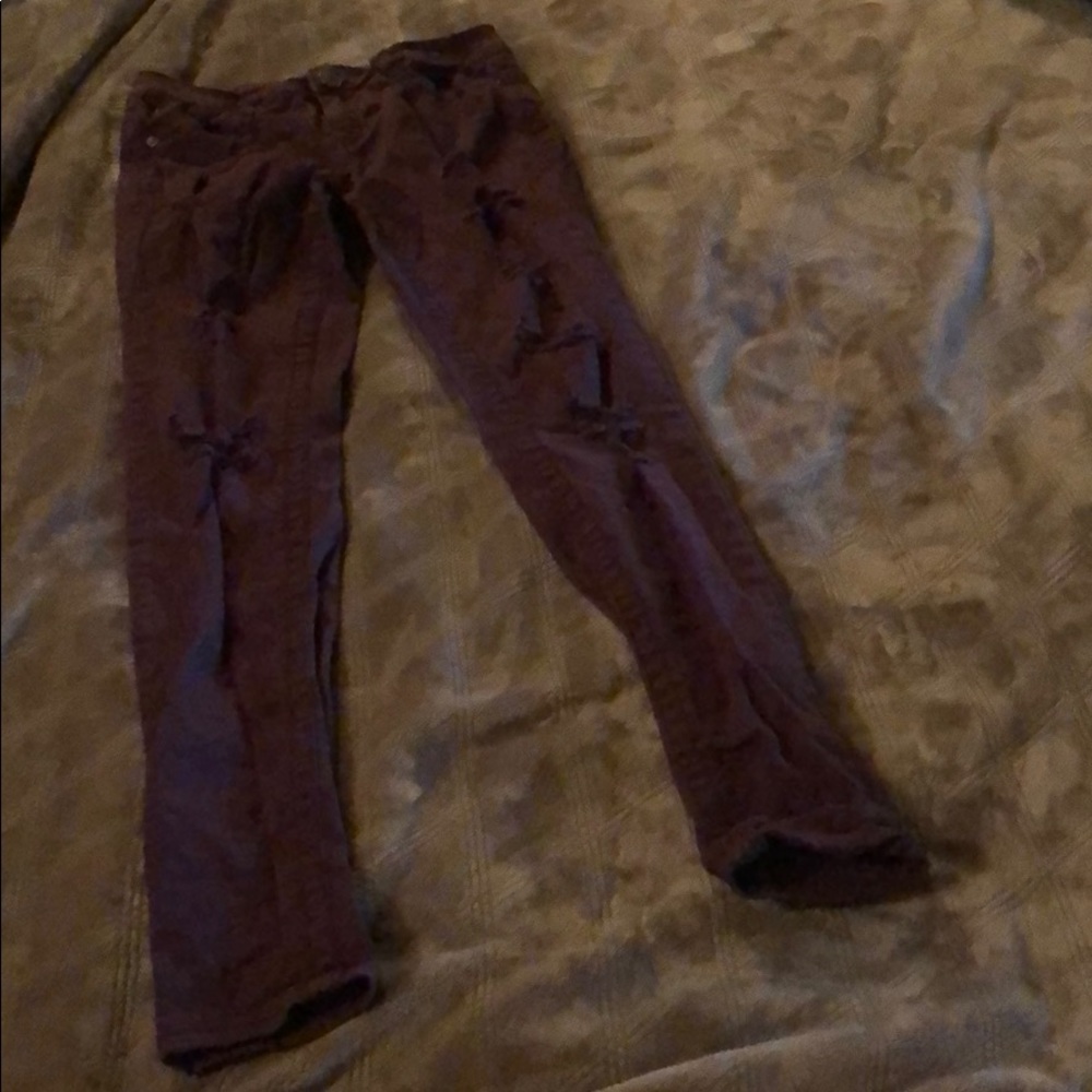 🌺3for$20 Almost famous ripped maroon jeans - Picture 1 of 2